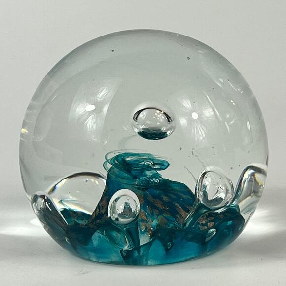 Sea Dance Art Glass Paperweight Signed CHIPPED Mouthblown Hand Blown Handmade - Picture 3 of 14